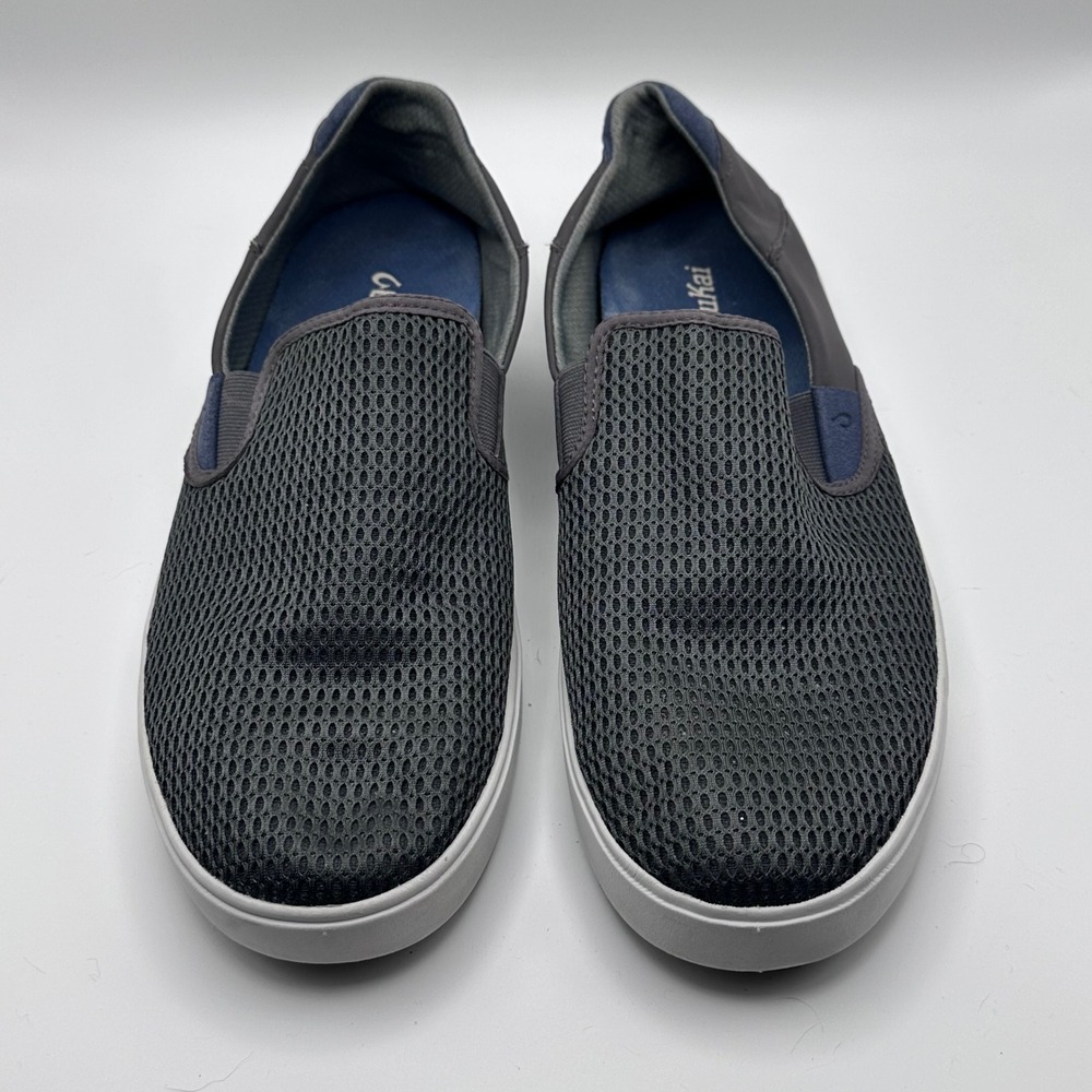 OluKai Lae'Ahi Mens 11 Grey Mesh Slip On Sneakers Pavement 10443-PVPV‎